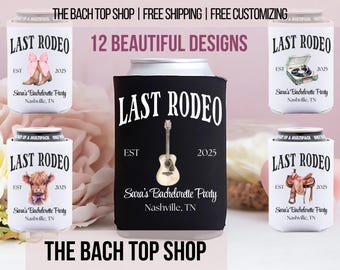 Personalized Bachelorette Party Decor for Bachelorette Party Favors Nashville Can Cooler Koozie Watercolor Country Themed Bach Party Favors