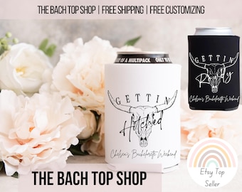 Gettin Hitched Bachelorette Party Decor for Bachelorette Weekend Party Favor Bridal Shower Gift Idea For Bachelorette Can Cooler Party Favor