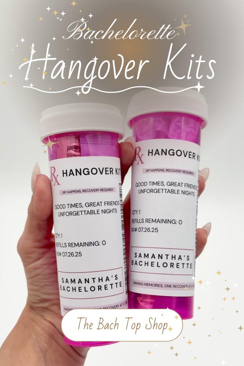 Bachelorette Essential Pack Custom Recovery Kit Morning After Collection Party Favor Set Sleep Beauty Pack Eye Care Kit Hair Accessories Hydration Pack Perfect Gift Collection Wedding Celebration Essential Beautiful Personalized Design
