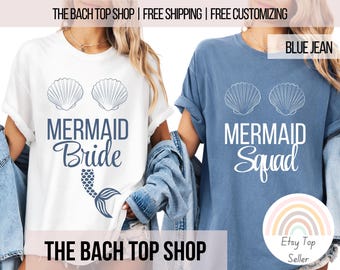 Mermaid Bride Bachelorette Party Shirts for Bride Bridesmaid Shirts For Miami Cabo Bahamas Shirts For Bridal Party Shirts Beach Theme Bach