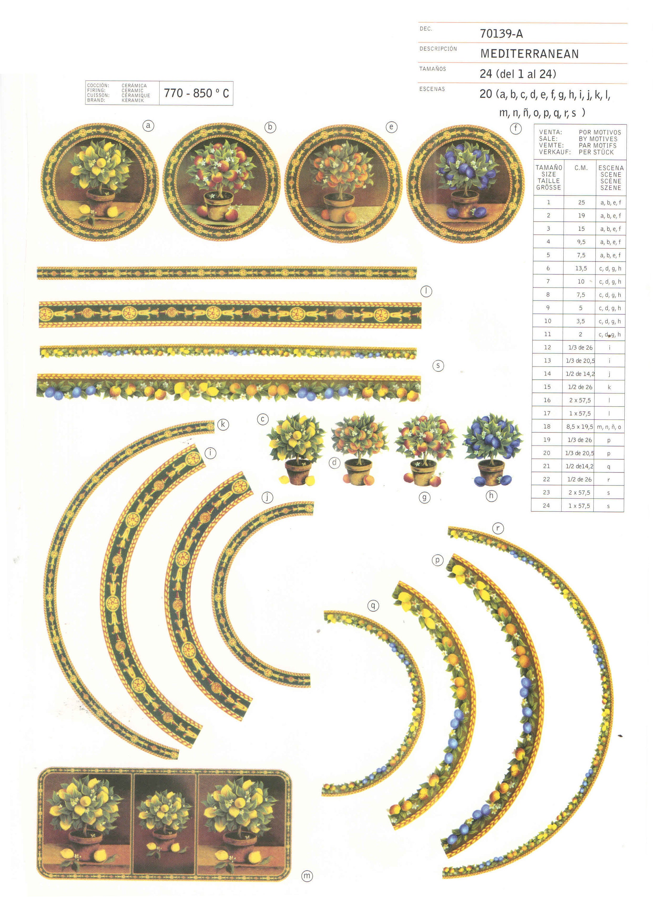 Pattern 3902A4 scenes a. Ceramic decals 8 pcs x 9 cm Sculpting