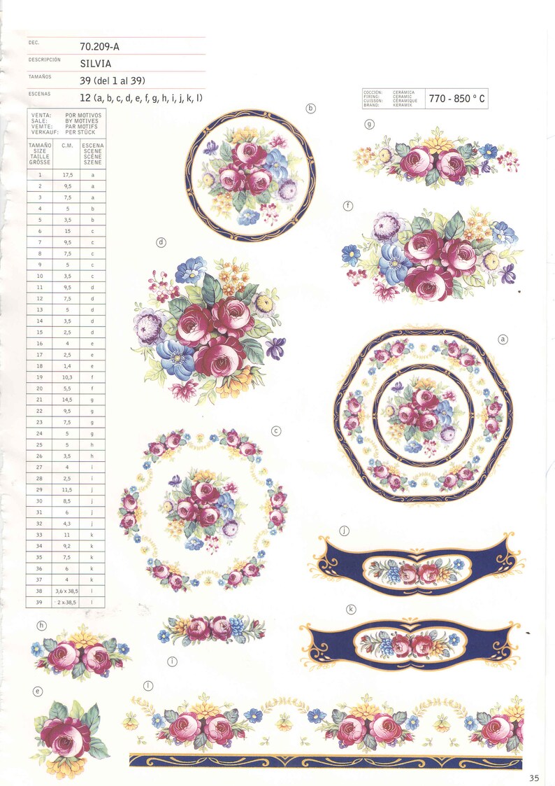 6 Pcs X 75 Cm. Ceramic Decals. Pattern 70209A/12 Scenes D Etsy