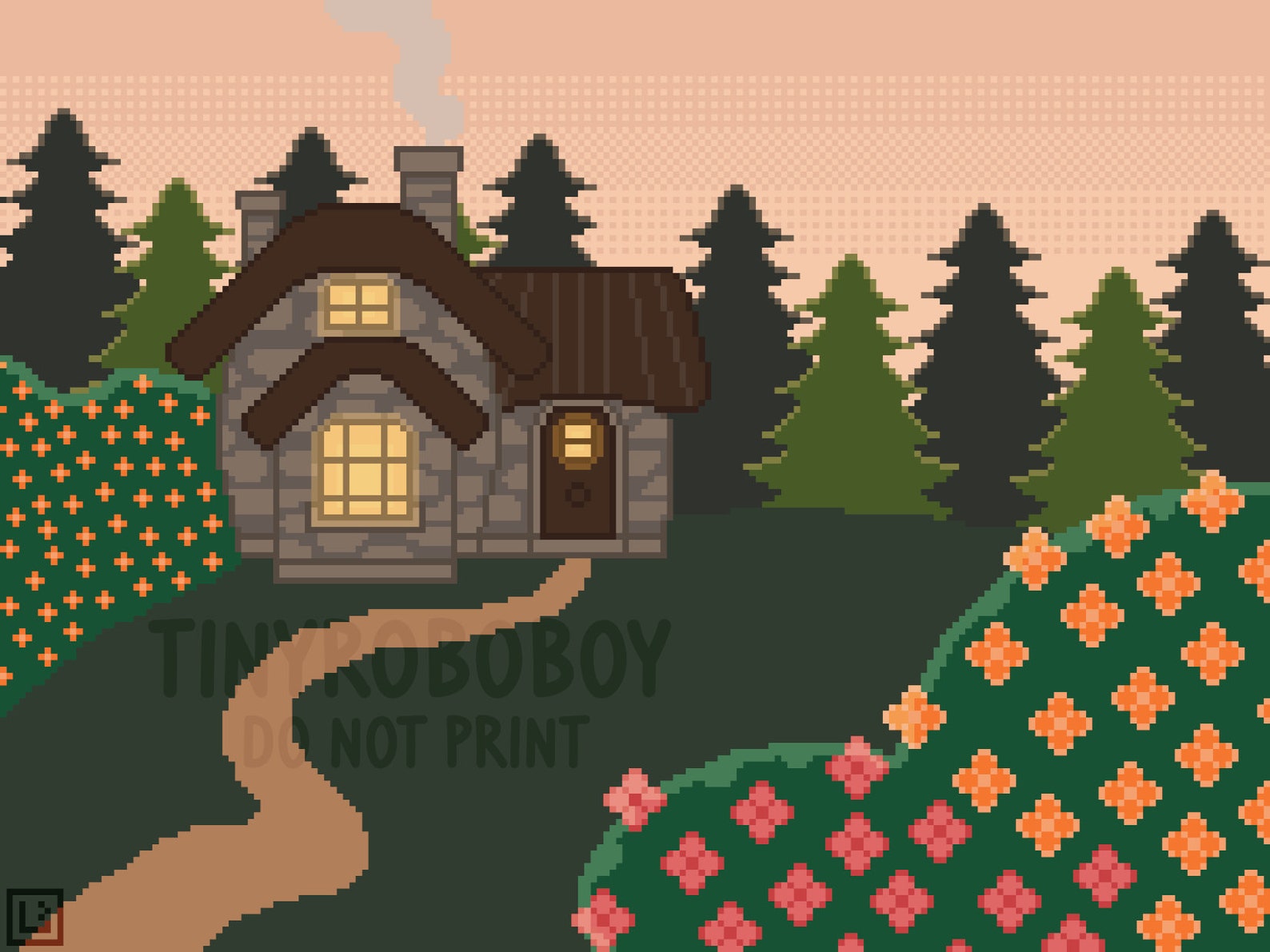 Cozy Cottage Pixel Art Print Etsy