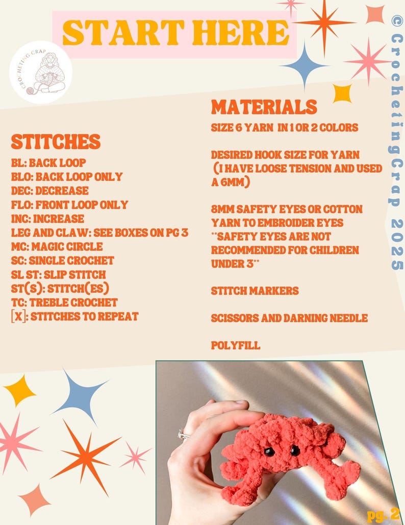 Chippy the Crab: No-sew Crochet Pattern (PDF Pattern) - Etsy