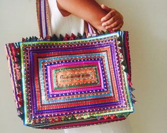 Borsa a nastro etnico di medie dimensioni, borsa fatta a mano, BOHO, borsa per laptop, pizzo, cotone, borsa da lavoro, borsa da viaggio, borsa vintage, borsa hippie, zingaro, ufficio