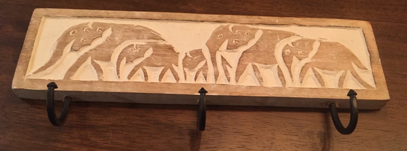 Handmade carved wooden key holder,vintage,wall decor