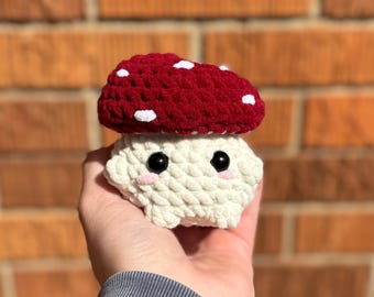 Chunky Mushy Guy Pop It Crochet Plushie Mushroom Handmade Amigurumi Fidget Toy