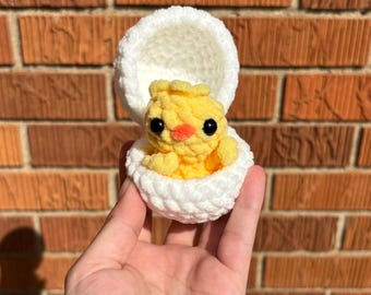 Baby Chick in Egg Pop It Crochet Plushie Handmade Amigurumi Fidget Toy