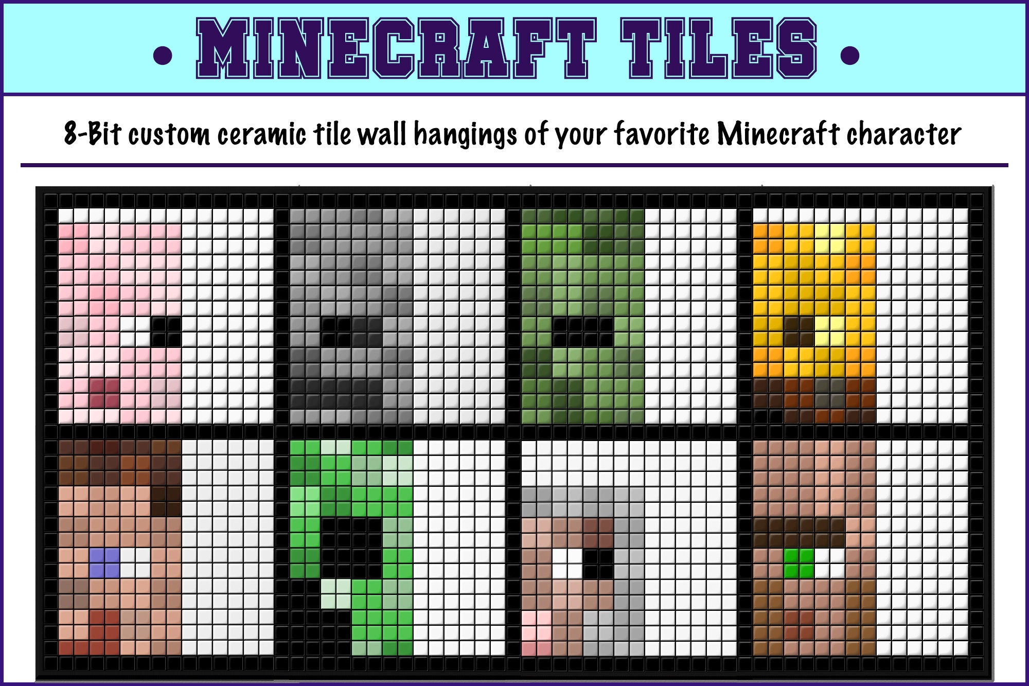 Minecraft Tiles Minecraft 8 Bit Mosaic Wall Hangings Etsy Minecraft Tiles Minecraft 8 Bit Mosaic Wall Hangings Etsy