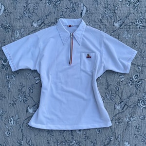 Vintage 70er Jahre Rockabilly Retro Quarter Zip Bowling Shirt