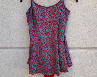 RARE Vintage 60’s Red + Blue One Piece Bathing Suit