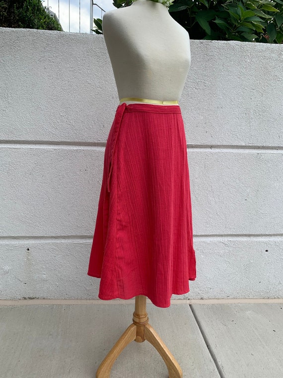 Vintage 70’s Pink/Red Linen Wrap Skirt