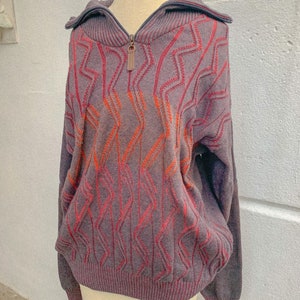 Vintage 90s Tosani Canada Coogi Style Ombré Quarter Zip Sweater