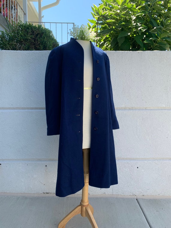 Vintage 70’s Bonder Navy Blue Wool Trench Coat - image 1