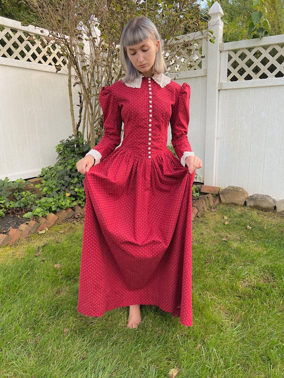 19th Century Victorian Antique Turkey Red Calico L