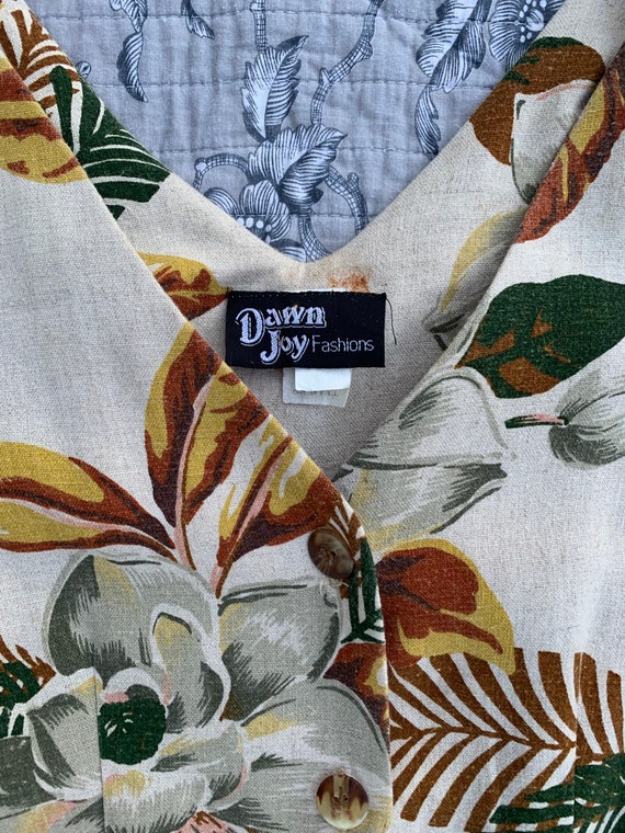 Vintage 70’s Dawn Joy Fashion Linen Rustic Floral… - image 5