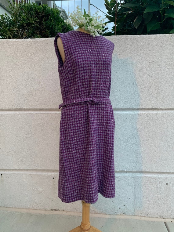 Vintage 60’s Sloat Purple Houndstooth Mod Wool Dre