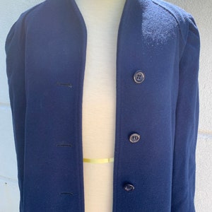Vintage 70s Bonder Navy Blue Wool Trench Coat image 4