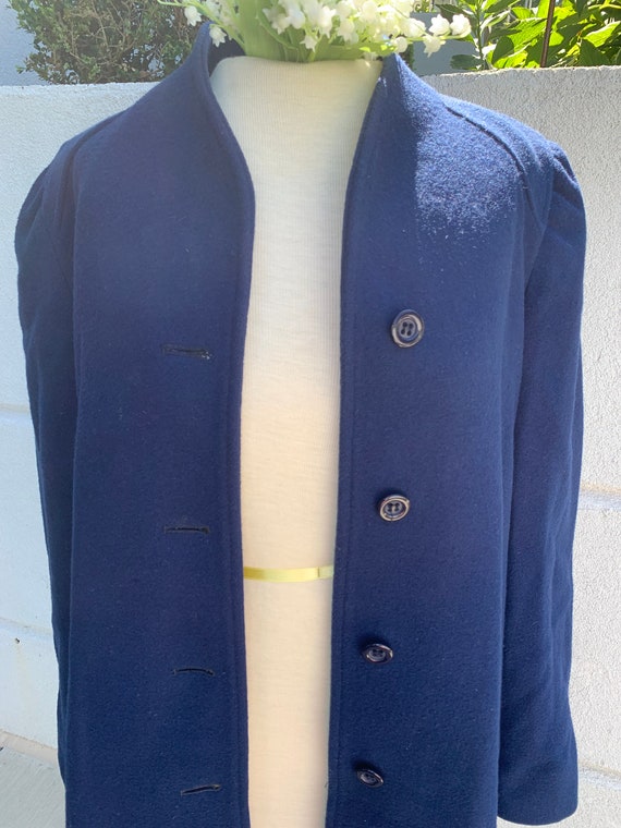 Vintage 70’s Bonder Navy Blue Wool Trench Coat - image 4