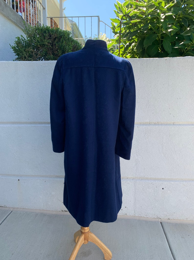 Vintage 70s Bonder Navy Blue Wool Trench Coat image 2