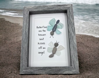 Seaglass Art - 5 by 7 - framed - sympathy seaglass gift