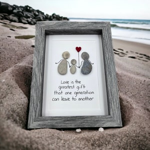Pebble Art Grandparents - 5 by 7 framed - grandmother pebble art