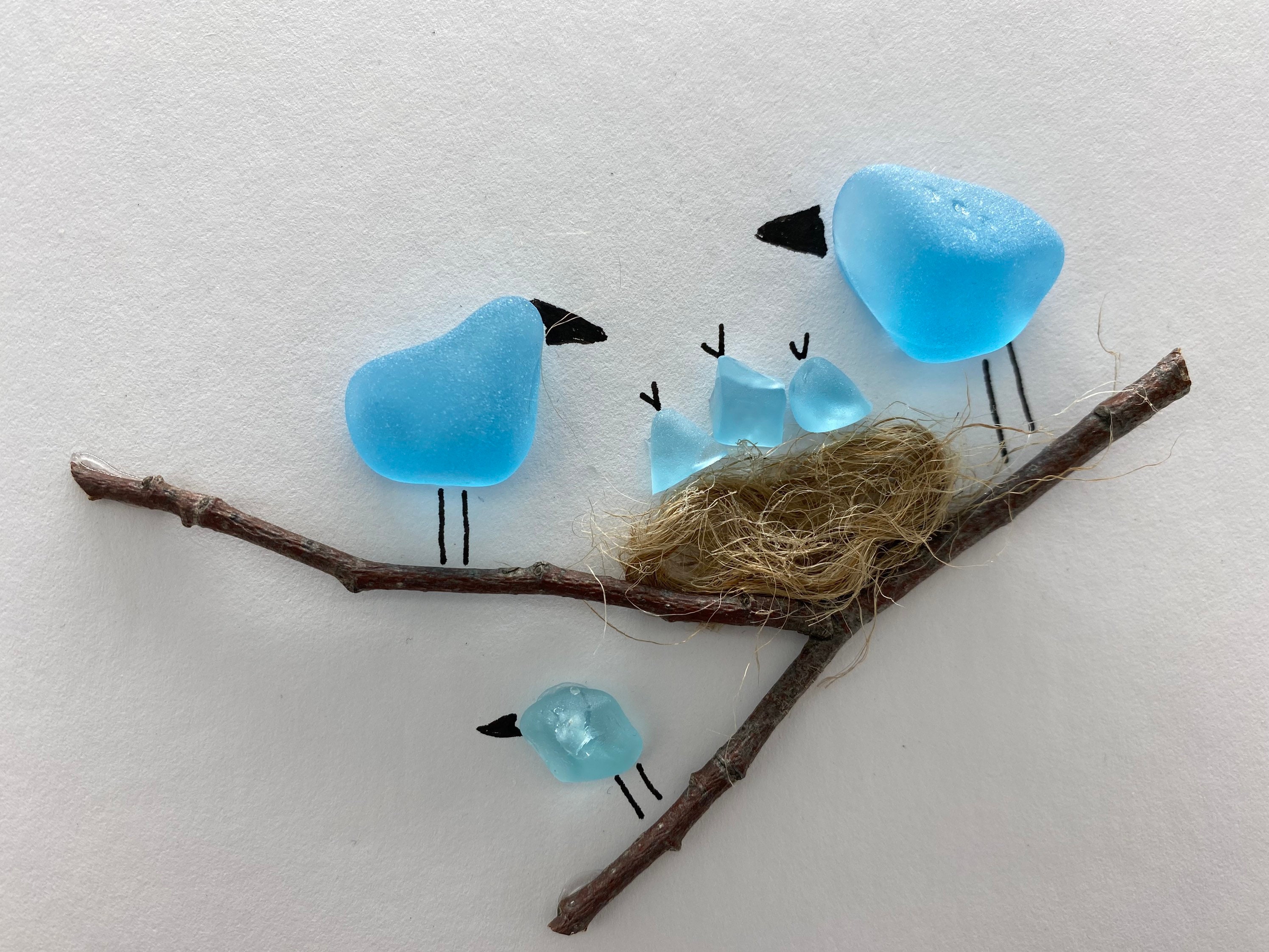 Seaglass Birds 5 by 7 framed seaglass art Etsy