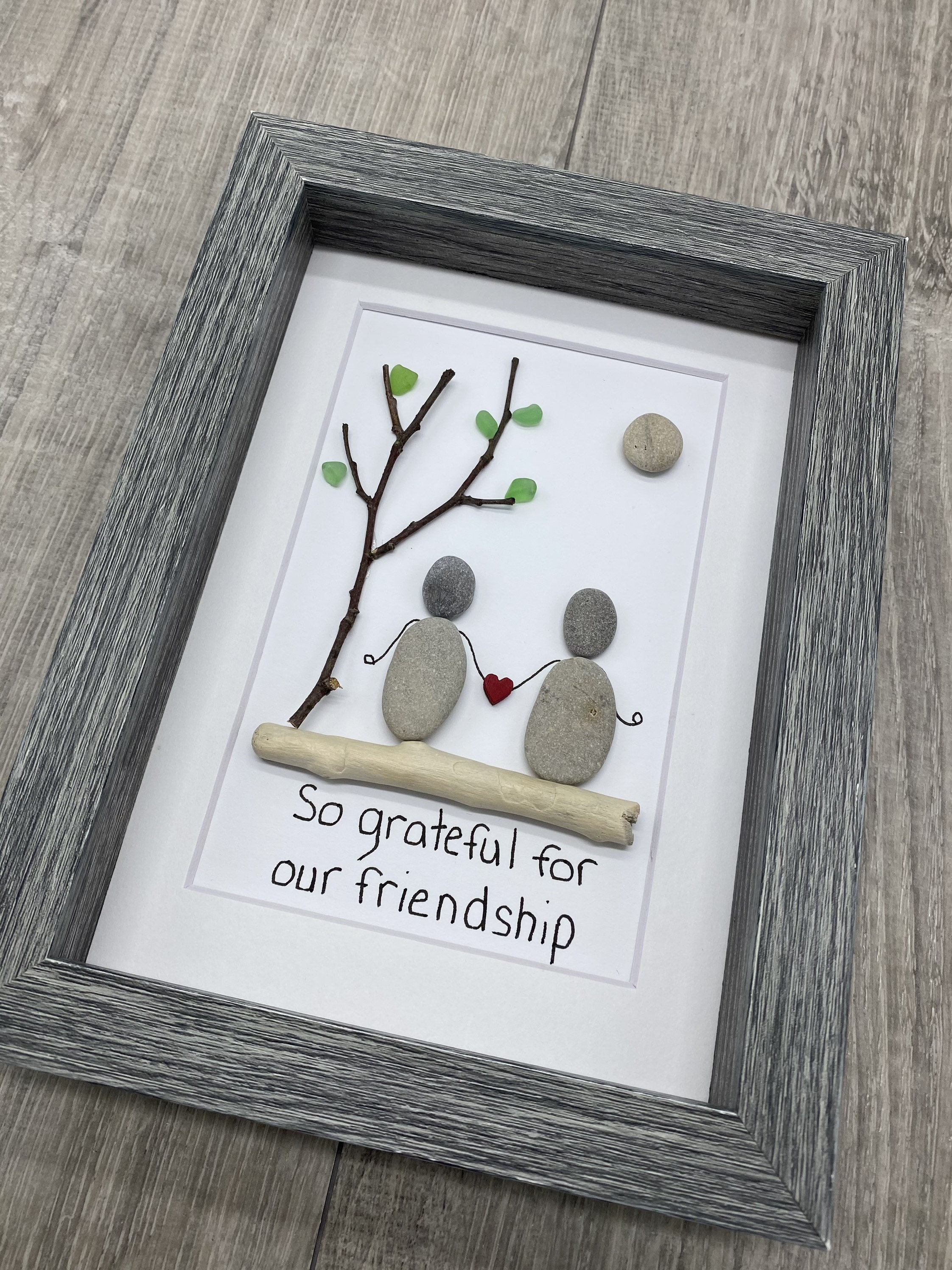 Pebble Art Friends 5 by 7 framed friend pebble art Etsy