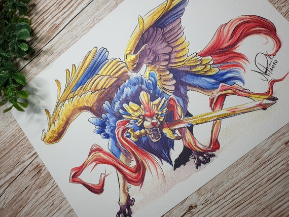 Zacian Crowned A5-A4 Art Print Watercolor Paper Texture 