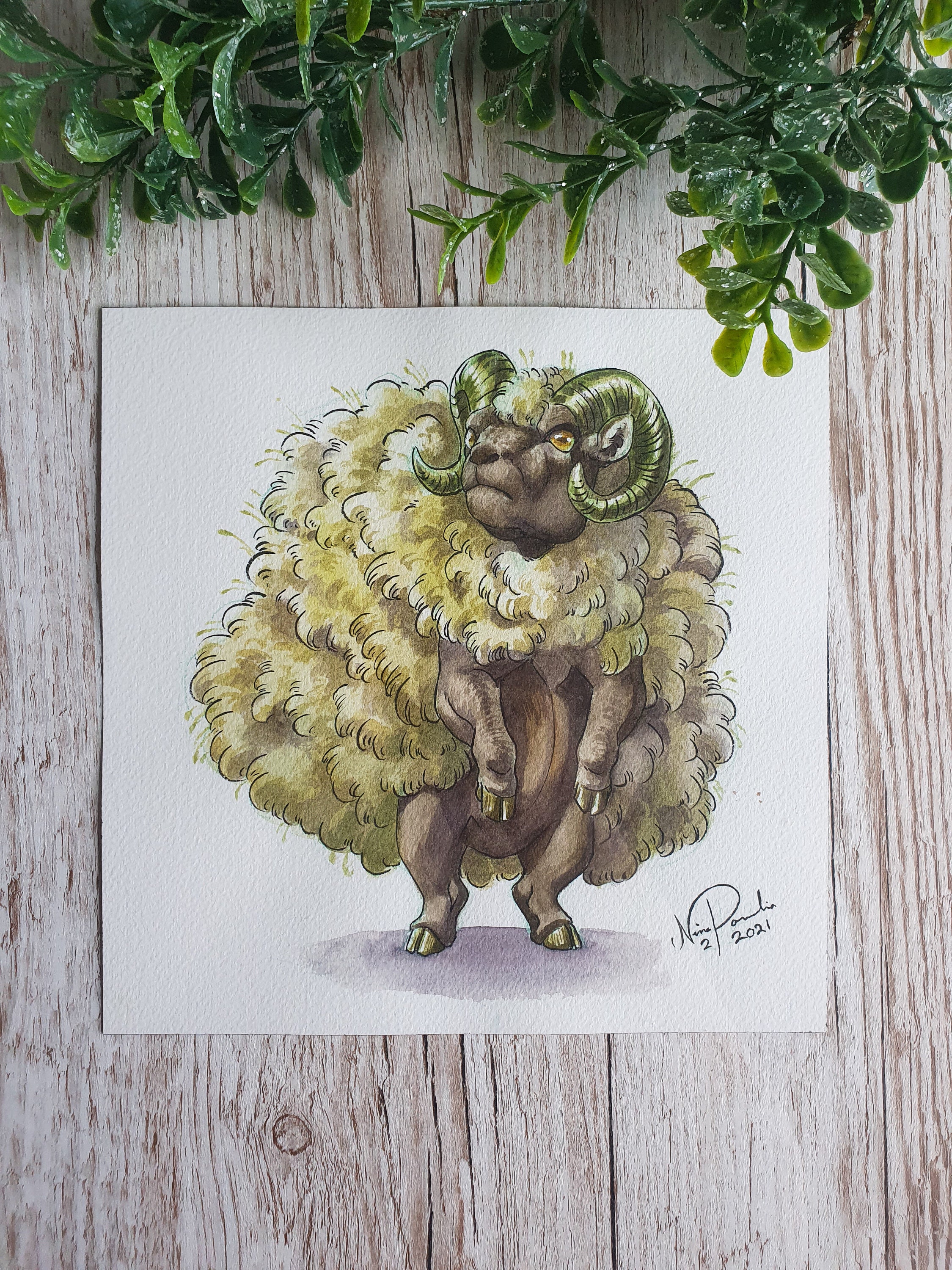 Whimsicott, Original Watercolour Painting, Creature Painting