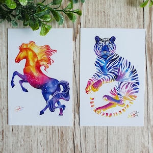 Divers imprimés de cartes postales d'animaux galactiques