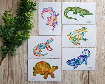 Various Galactic Reptile and Amphibian Postcard Prints