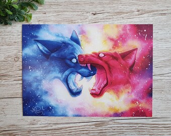 True Freedom, Space Wolves, Galaxy Wolf, A4 Art Print, Letter Size Fine Art Poster, Fantasy Creature