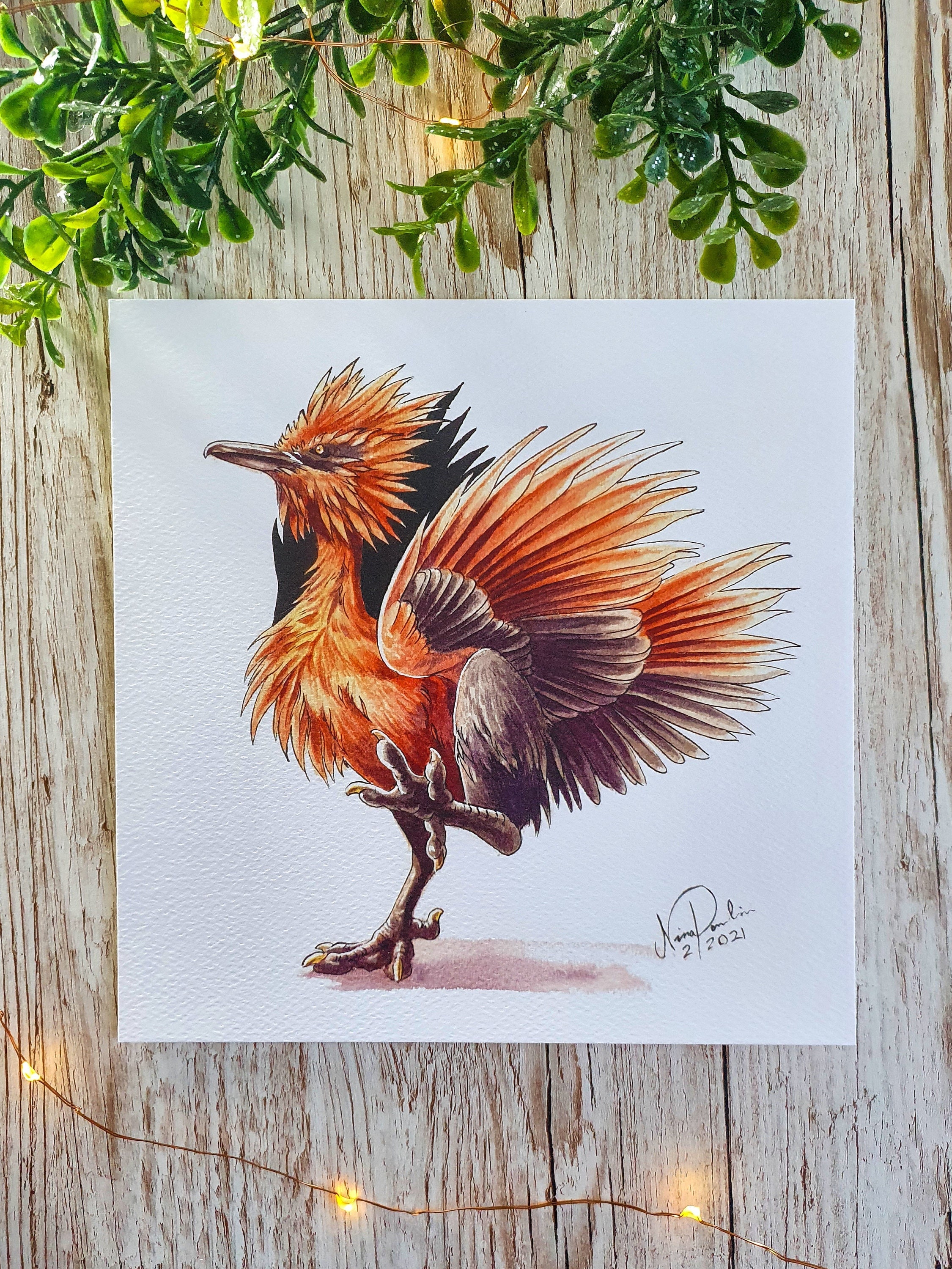 Galarian Articuno Square Art Print Watercolor Paper Texture 