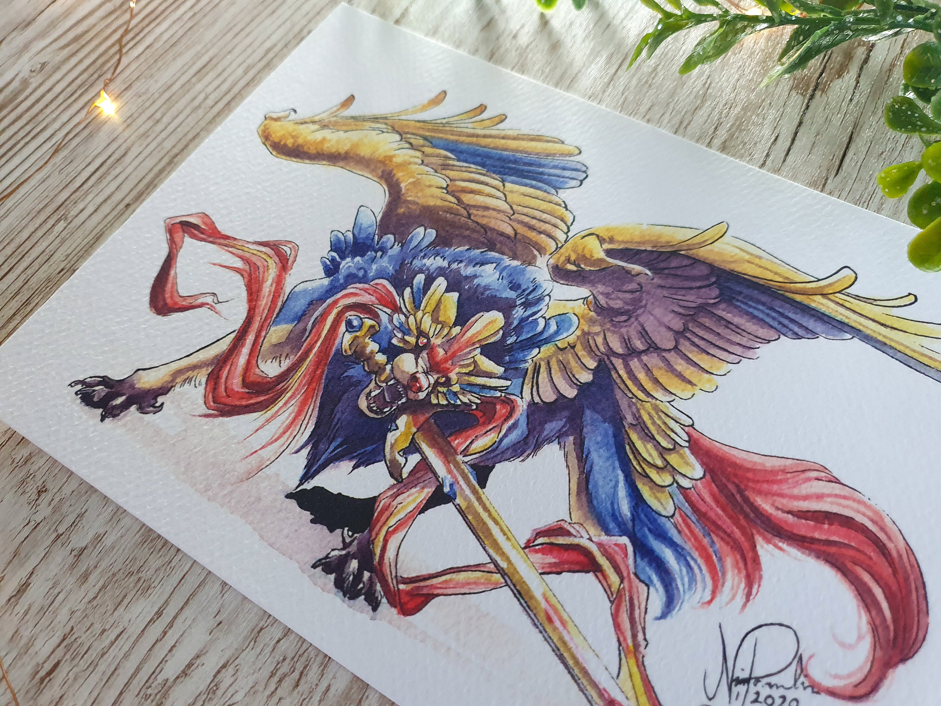 Zacian Crowned A5-A4 Art Print Watercolor Paper Texture 