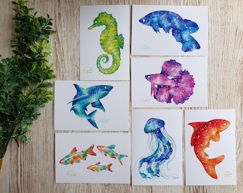 Various Galactic Fish Postcard Prints