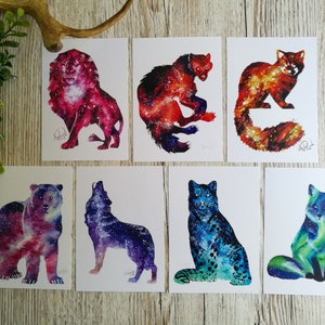 Divers imprimés de cartes postales d'animaux galactiques