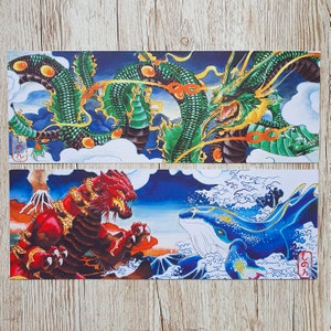 Dragon Ascent and Primal Forces, 42 x 15 cm Textured Poster, Scroll Format Art Poster