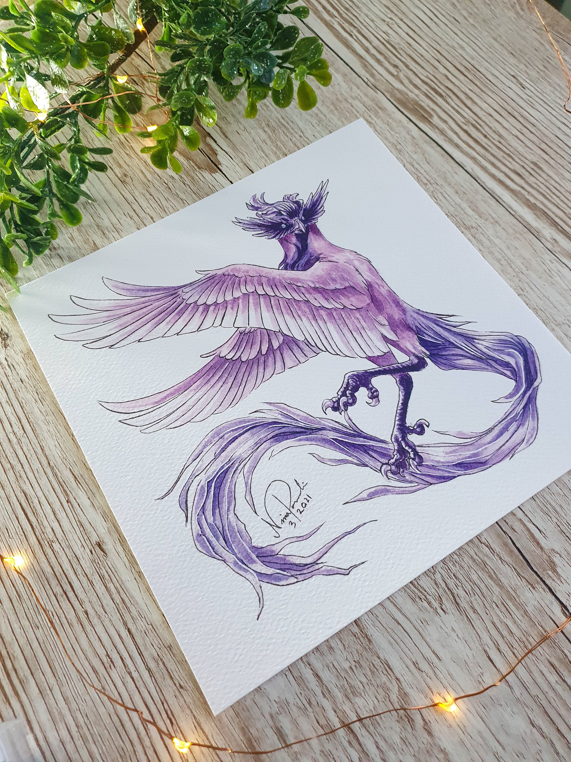 Galarian Articuno Square Art Print Watercolor Paper Texture 