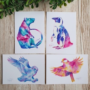 Divers imprimés de cartes postales d'animaux galactiques