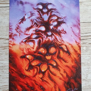 Hollow Calling, Space Skulls A4 Art Print, pôster de belas artes tamanho carta, criatura de fantasia