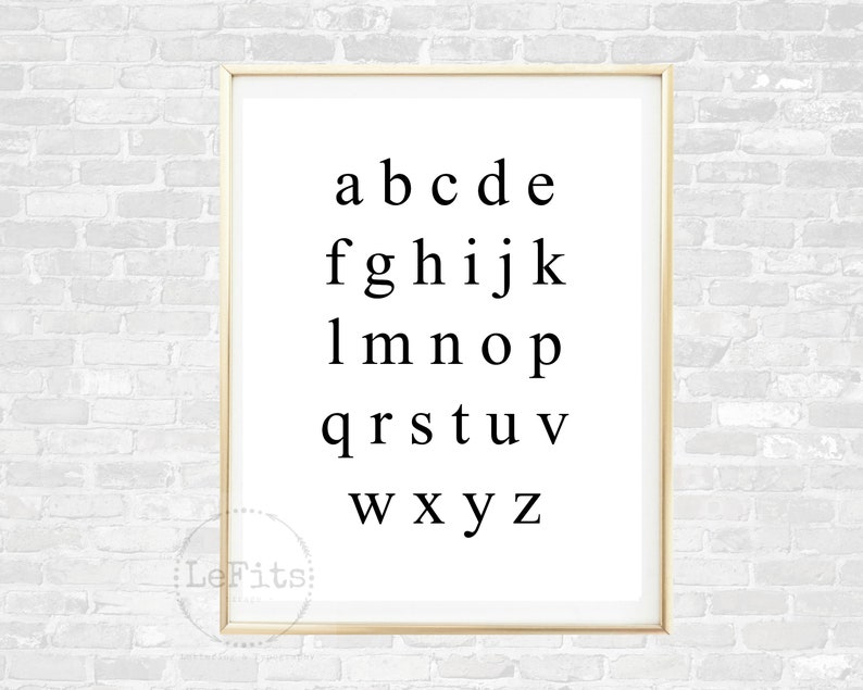 Lowercase alphabet, Occasions font, gender impartial nursery printable, black and white wall artwork, typography artwork, wall collage print, 8x10 picture relating to Printable Lowercase Alphabet called Lowercase alphabet, Moments font, gender impartial nursery printable, black and white wall artwork, typography artwork, wall collage print, 8x10