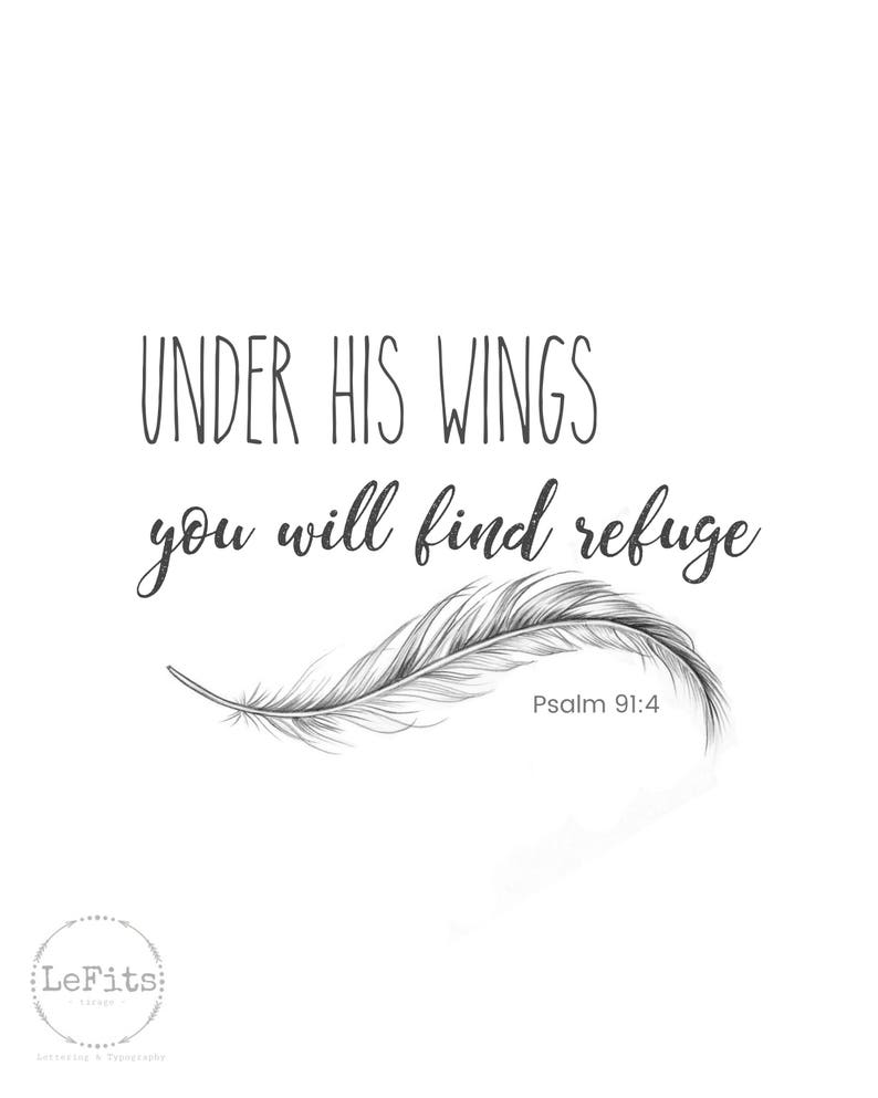 Under His Wings You Will Find Refuge Wood Sign Psalm