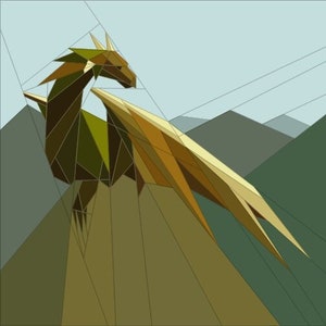 Modello di patchwork di carta di Dragon Mountain in formato PDF