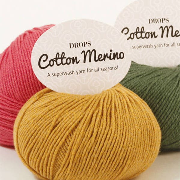 DROPS Cotton Merino Yarn / Cotton Yarn / Merino Yarn / Hand Knit Yarn / Crochet Yarn / Oeko-Tex® certificate Yarn / Yarn 50 g - 1.8 oz