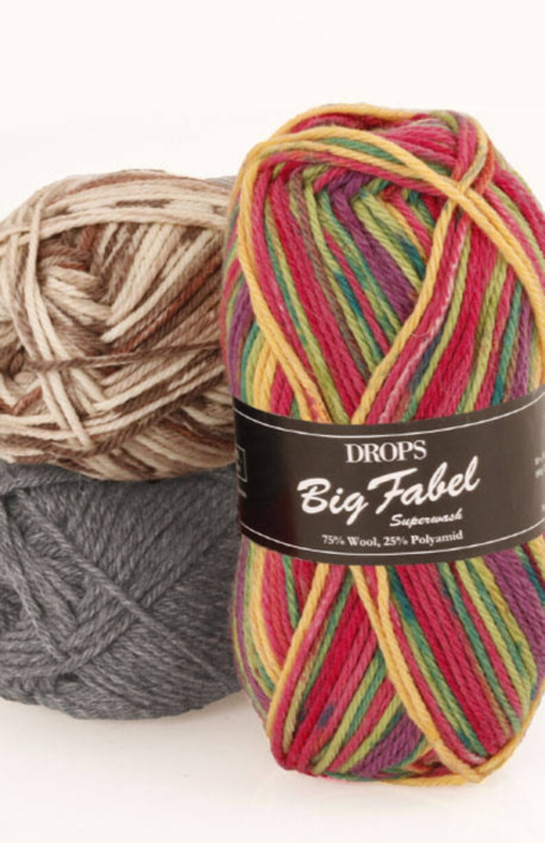 DROPS Big Fabel Yarn / Socks Yarn / Wool Yarn / Polyamide Yarn Etsy
