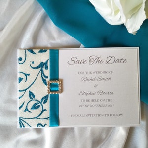 Tarjeta Save The Date con imán - Clara Turquoise