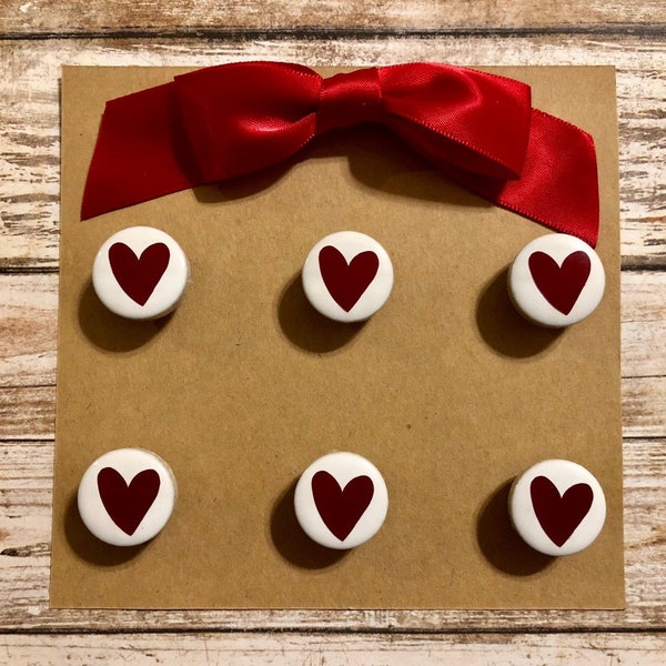 6  Heart Magnets, Magnets, Heart Refrigerator Magnets, Valentine's Day Gift, Heart Party Flavors