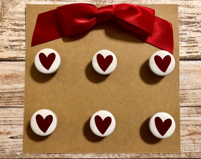 6  Heart Magnets, Magnets, Heart Refrigerator Magnets, Valentine's Day Gift, Heart Party Flavors