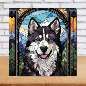 Alaskan Malamute Wall Art, Malamute Home Decor, Faux Stained-Glass Dog Sign, Alaskan Malamute Gift, Dog Lover Wall Art, Malamute Art